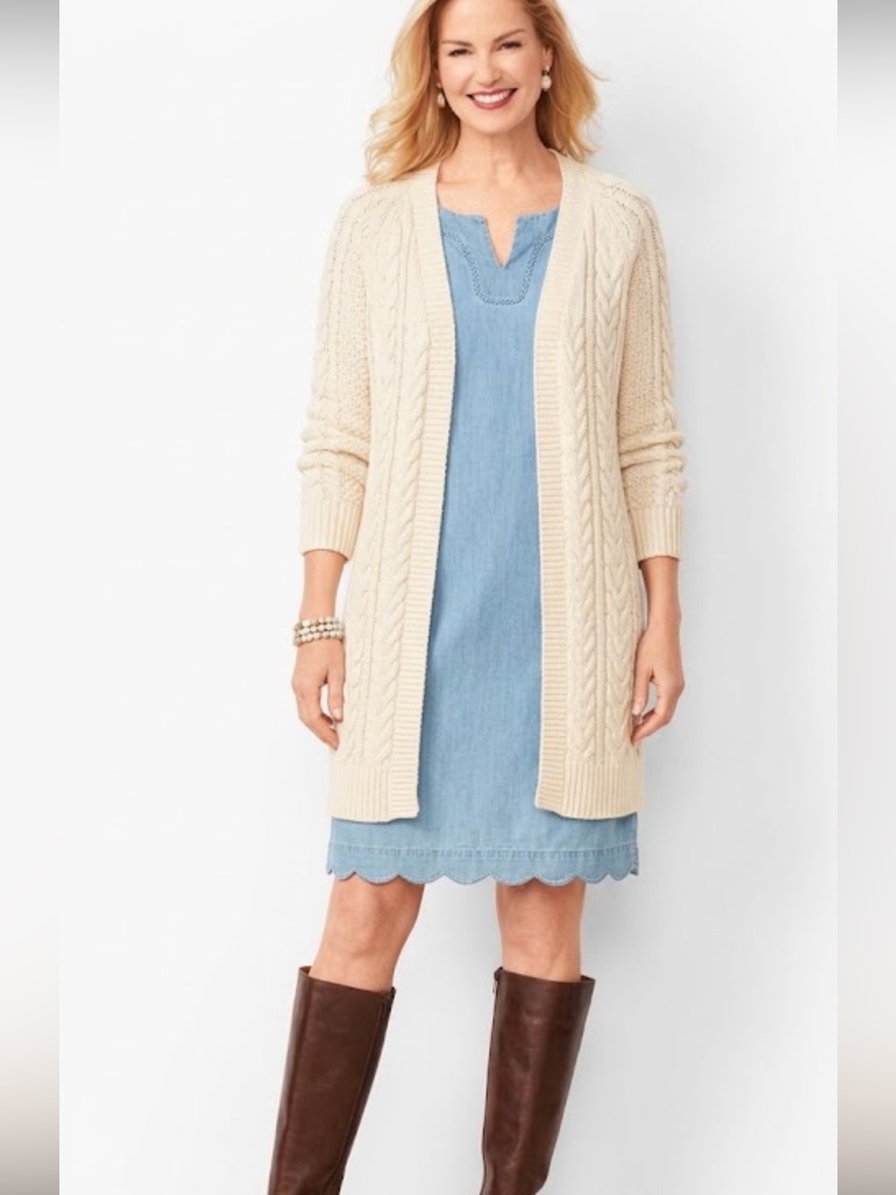Talbots Woman 14w Light Blue Chambray Shift Dress